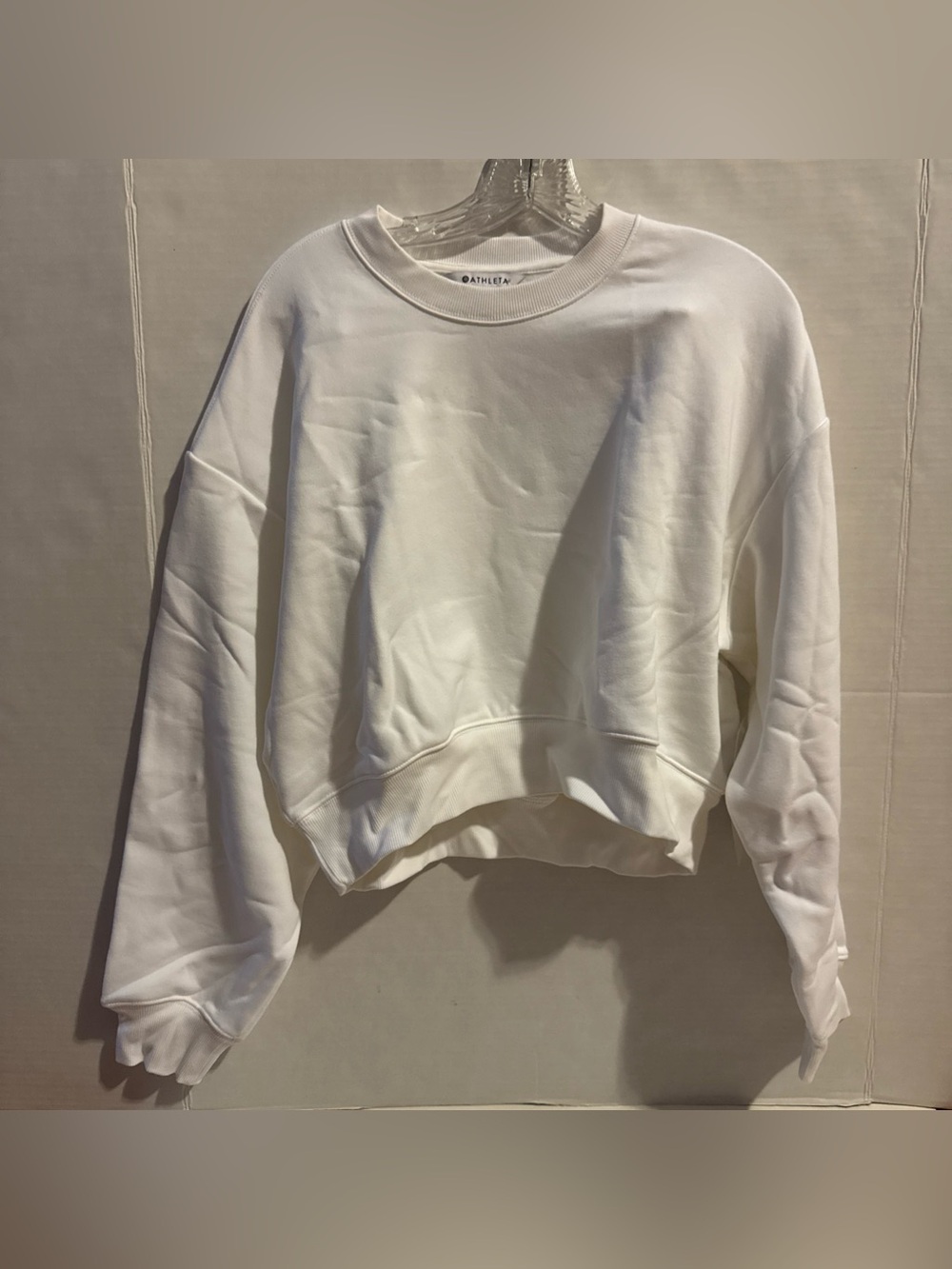 Athleta heavyweight terry ultra crop crew sweatshirt womens M white NWT